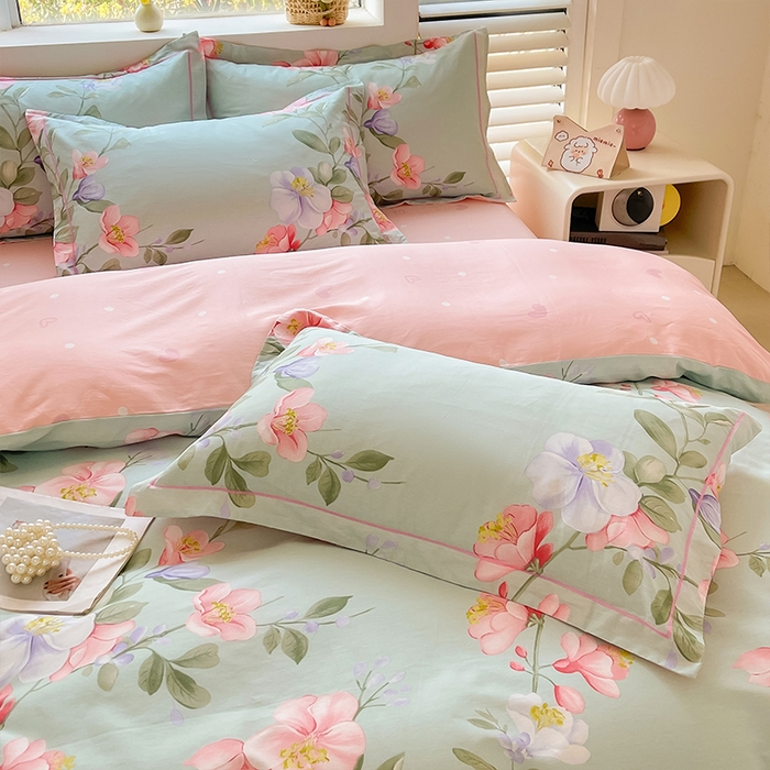 91家纺网 家纺一手货源 找家纺 帛美家纺 2026新款全棉纯棉印花四件套 云想花容