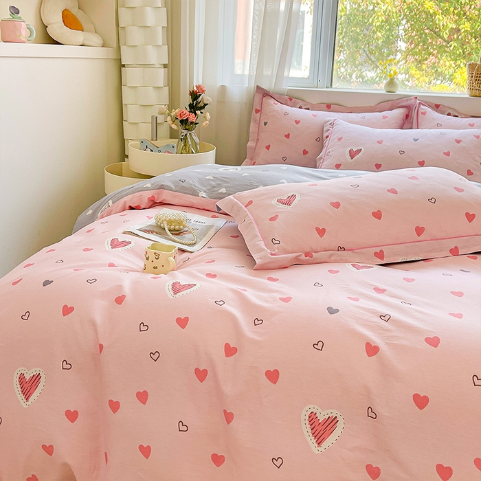 91家纺网 家纺一手货源 找家纺 帛美家纺 2026新款全棉纯棉印花四件套 心动