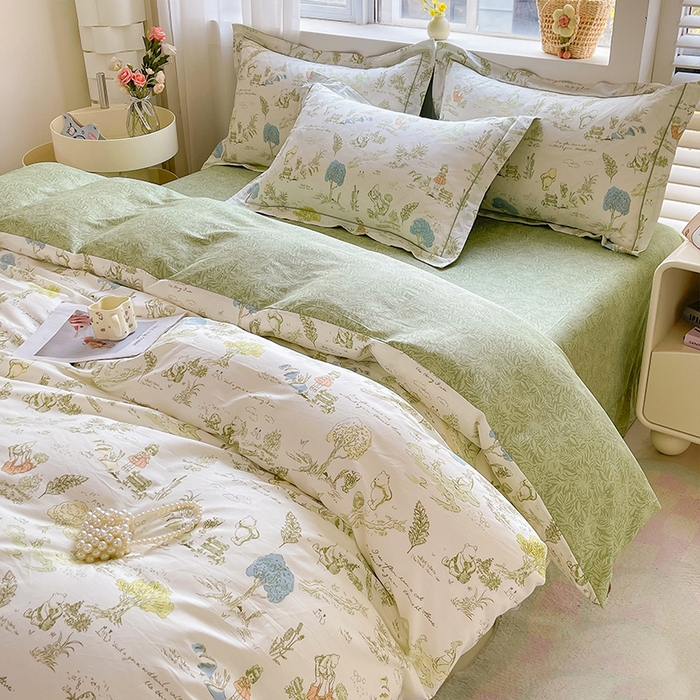 91家纺网 家纺一手货源 找家纺 帛美家纺 2026新款全棉纯棉印花四件套 童话故事