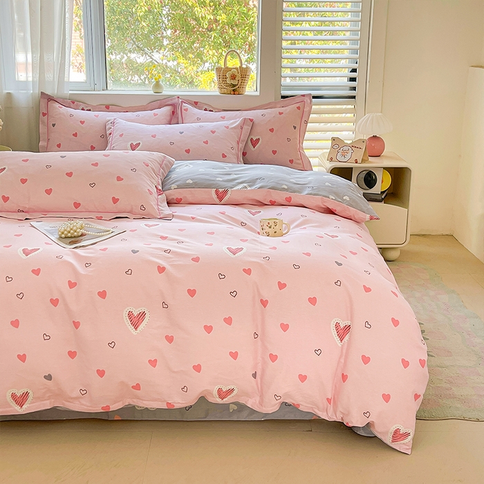 91家纺网 家纺一手货源 找家纺 帛美家纺 2026新款全棉纯棉印花四件套 心动