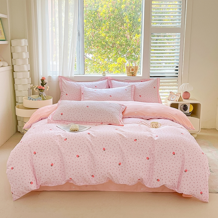 91家纺网 家纺一手货源 找家纺 帛美家纺 2026新款全棉纯棉印花四件套 草莓园