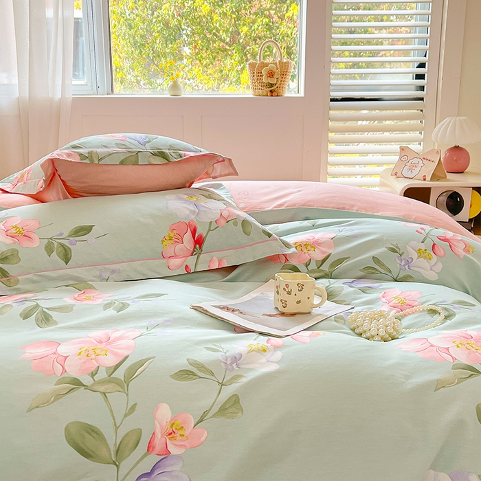 91家纺网 家纺一手货源 找家纺 帛美家纺 2026新款全棉纯棉印花四件套 云想花容