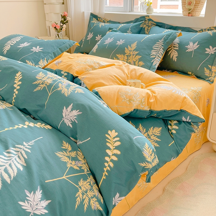 帛美家纺 2026新款全棉纯棉印花四件套 窗前叶语