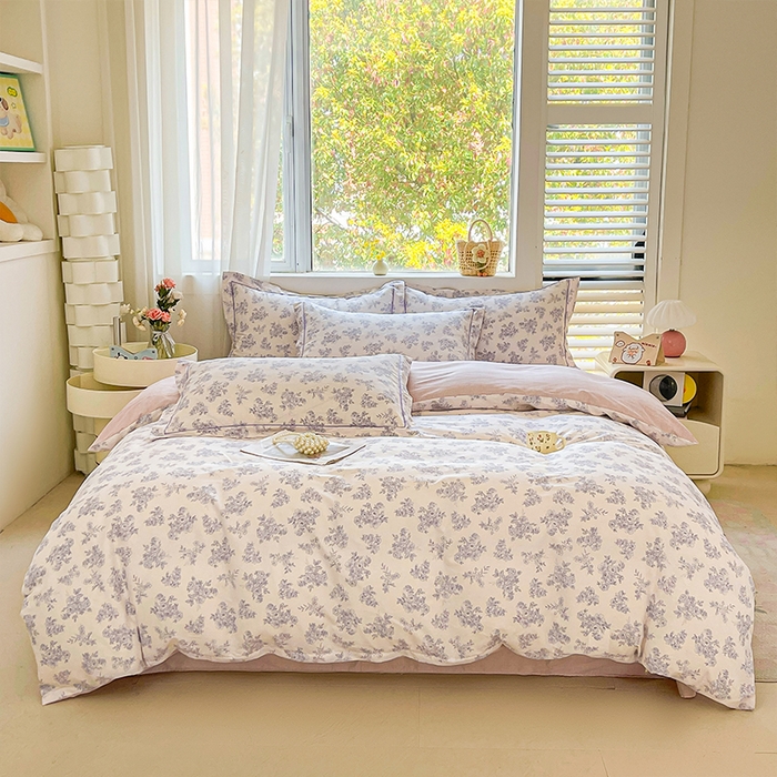 91家纺网 家纺一手货源 找家纺 帛美家纺 2026新款全棉纯棉印花四件套 枫桥夜泊