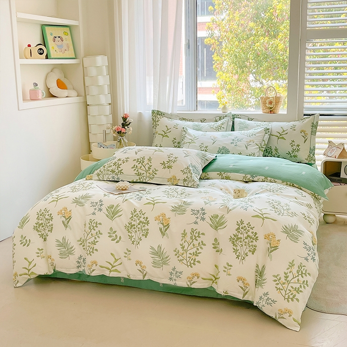 91家纺网 家纺一手货源 找家纺 帛美家纺 2026新款全棉纯棉印花四件套 恋薇时节