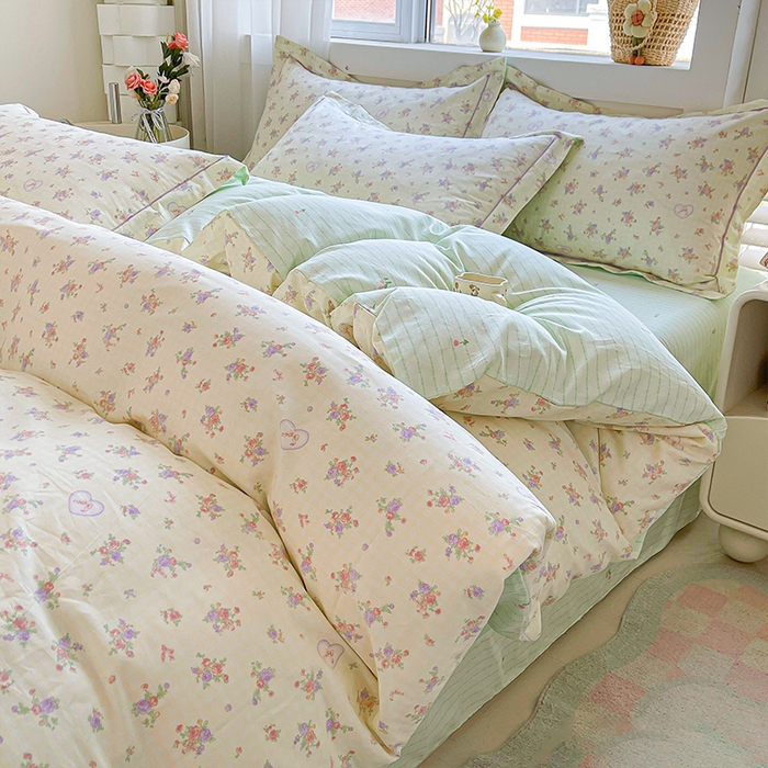 帛美家纺 2026新款全棉纯棉印花四件套 凯蒂花园