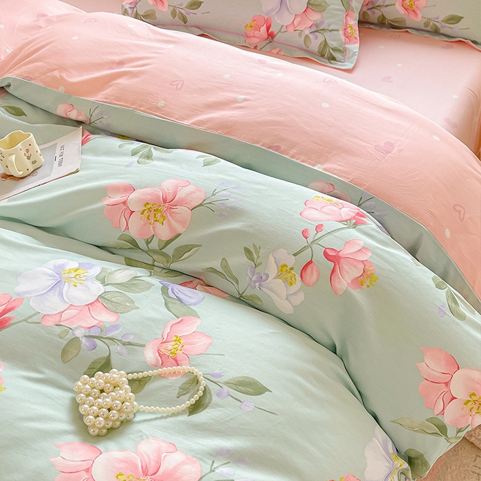 91家纺网 家纺一手货源 找家纺 帛美家纺 2026新款全棉纯棉印花四件套 云想花容