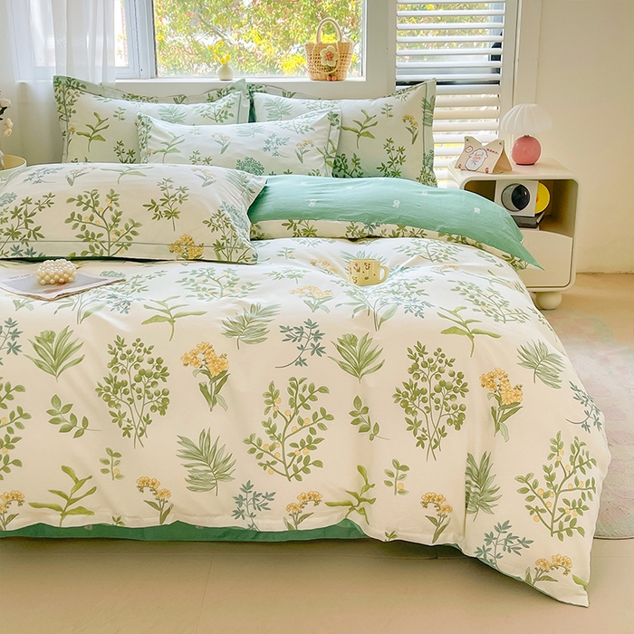 91家纺网 家纺一手货源 找家纺 帛美家纺 2026新款全棉纯棉印花四件套 恋薇时节