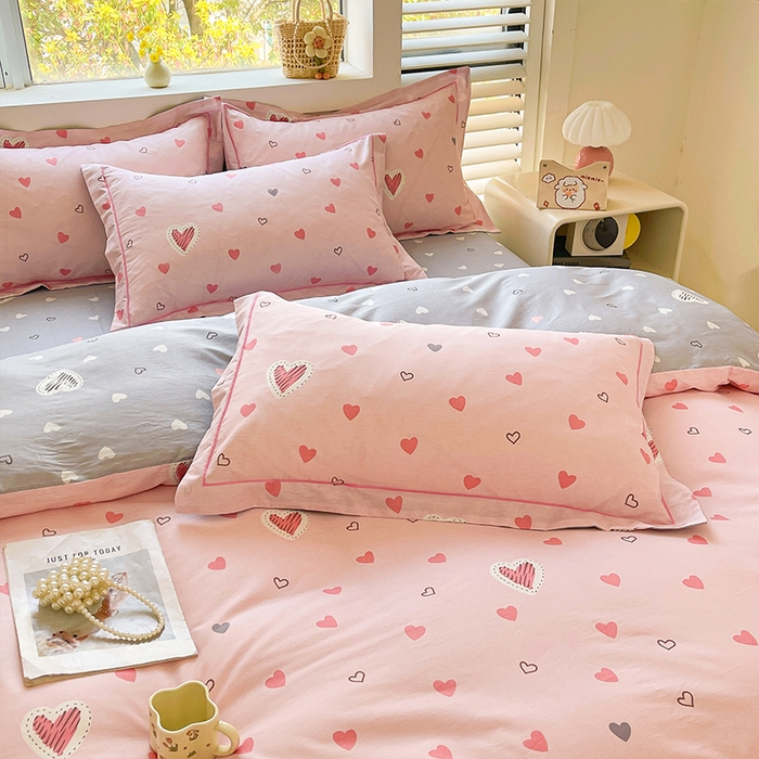 91家纺网 家纺一手货源 找家纺 帛美家纺 2026新款全棉纯棉印花四件套 心动