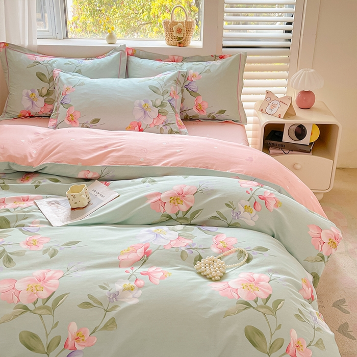 91家纺网 家纺一手货源 找家纺 帛美家纺 2026新款全棉纯棉印花四件套 云想花容