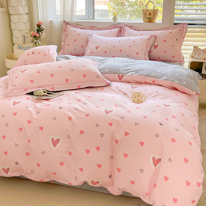 91家纺网 家纺一手货源 找家纺 帛美家纺 2026新款全棉纯棉印花四件套 心动