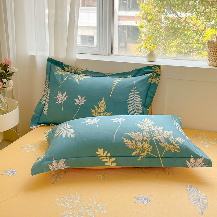 91家纺网 家纺一手货源 找家纺 帛美家纺 2026新款全棉纯棉印花四件套 窗前叶语