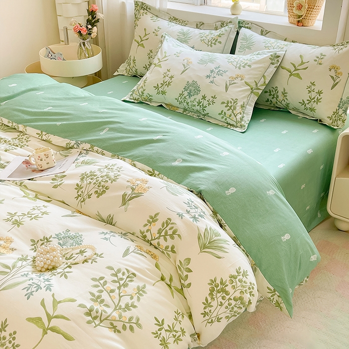 91家纺网 家纺一手货源 找家纺 帛美家纺 2026新款全棉纯棉印花四件套 恋薇时节