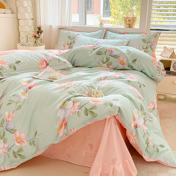 91家纺网 家纺一手货源 找家纺 帛美家纺 2026新款全棉纯棉印花四件套 云想花容