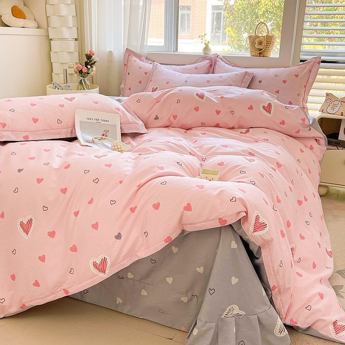 91家纺网 家纺一手货源 找家纺 帛美家纺 2026新款全棉纯棉印花四件套 心动