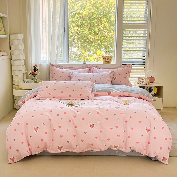 91家纺网 家纺一手货源 找家纺 帛美家纺 2026新款全棉纯棉印花四件套 心动