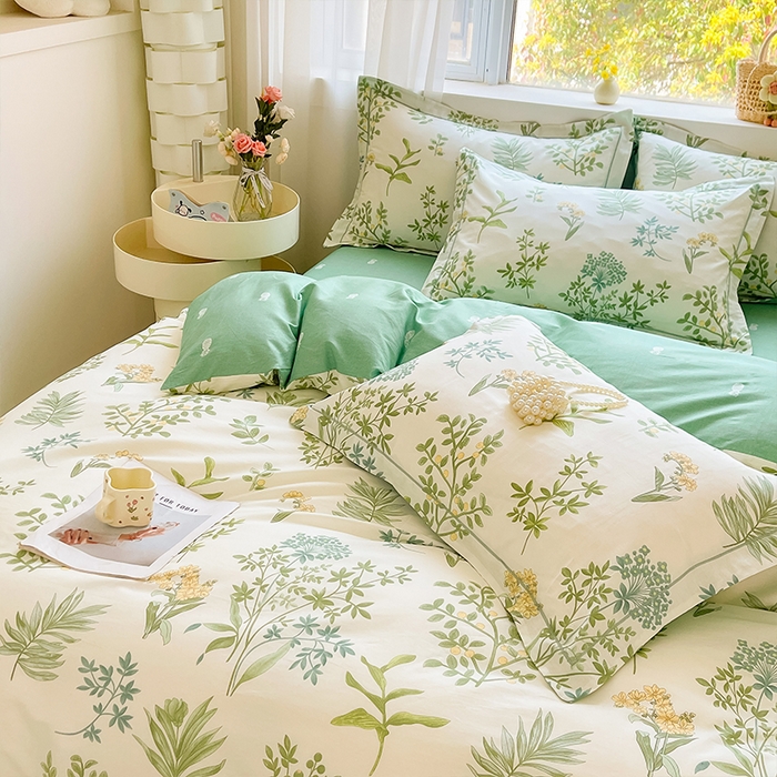 91家纺网 家纺一手货源 找家纺 帛美家纺 2026新款全棉纯棉印花四件套 恋薇时节