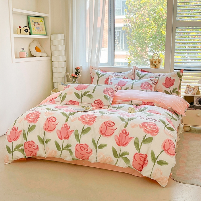 91家纺网 家纺一手货源 找家纺 帛美家纺 2026新款全棉纯棉印花四件套 香曼朵