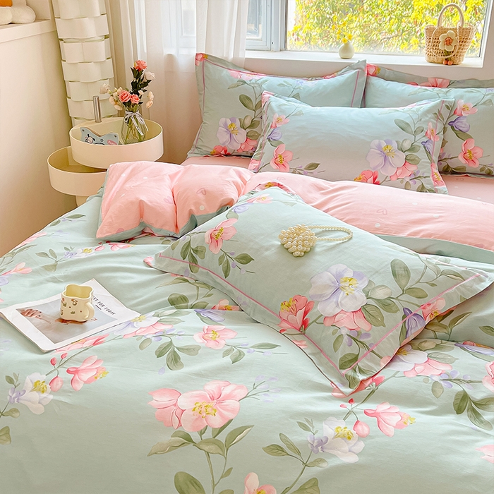 91家纺网 家纺一手货源 找家纺 帛美家纺 2026新款全棉纯棉印花四件套 云想花容