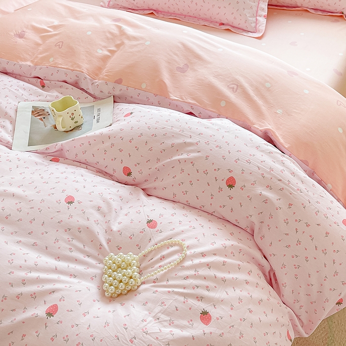 91家纺网 家纺一手货源 找家纺 帛美家纺 2026新款全棉纯棉印花四件套 草莓园