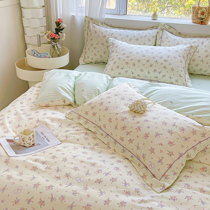 91家纺网 家纺一手货源 找家纺 帛美家纺 2026新款全棉纯棉印花四件套 凯蒂花园