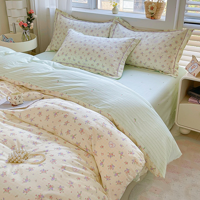 91家纺网 家纺一手货源 找家纺 帛美家纺 2026新款全棉纯棉印花四件套 凯蒂花园