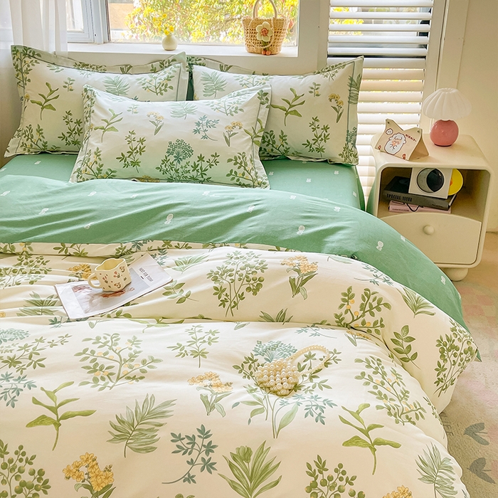 91家纺网 家纺一手货源 找家纺 帛美家纺 2026新款全棉纯棉印花四件套 恋薇时节