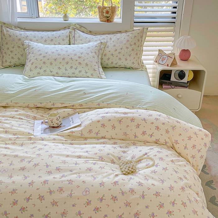 91家纺网 家纺一手货源 找家纺 帛美家纺 2026新款全棉纯棉印花四件套 凯蒂花园