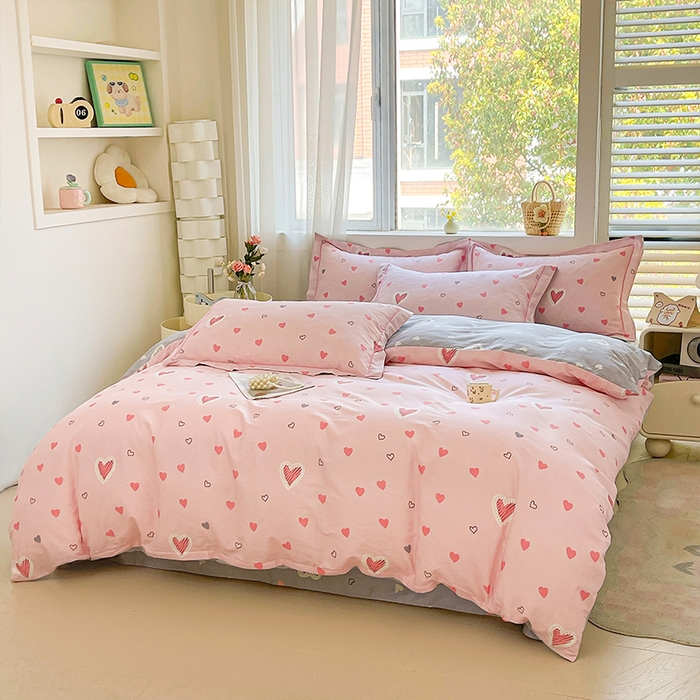 91家纺网 家纺一手货源 找家纺 帛美家纺 2026新款全棉纯棉印花四件套 心动