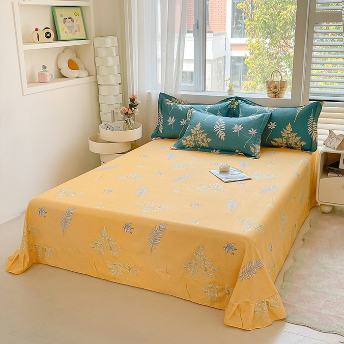 91家纺网 家纺一手货源 找家纺 帛美家纺 2026新款全棉纯棉印花四件套 窗前叶语