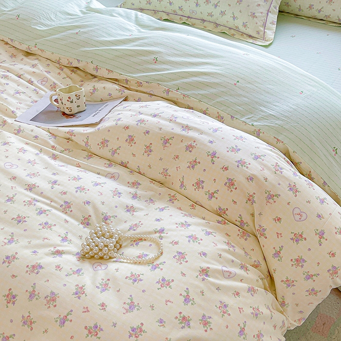 91家纺网 家纺一手货源 找家纺 帛美家纺 2026新款全棉纯棉印花四件套 凯蒂花园