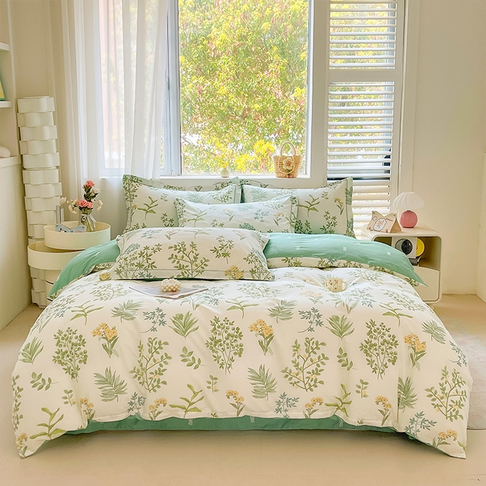 91家纺网 家纺一手货源 找家纺 帛美家纺 2026新款全棉纯棉印花四件套 恋薇时节