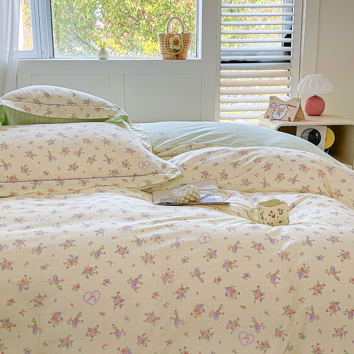 91家纺网 家纺一手货源 找家纺 帛美家纺 2026新款全棉纯棉印花四件套 凯蒂花园