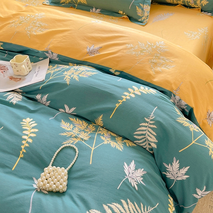 91家纺网 家纺一手货源 找家纺 帛美家纺 2026新款全棉纯棉印花四件套 窗前叶语