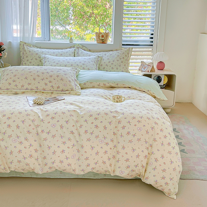 91家纺网 家纺一手货源 找家纺 帛美家纺 2026新款全棉纯棉印花四件套 凯蒂花园