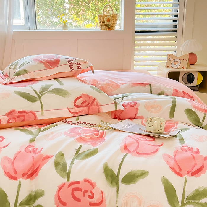 91家纺网 家纺一手货源 找家纺 帛美家纺 2026新款全棉纯棉印花四件套 香曼朵