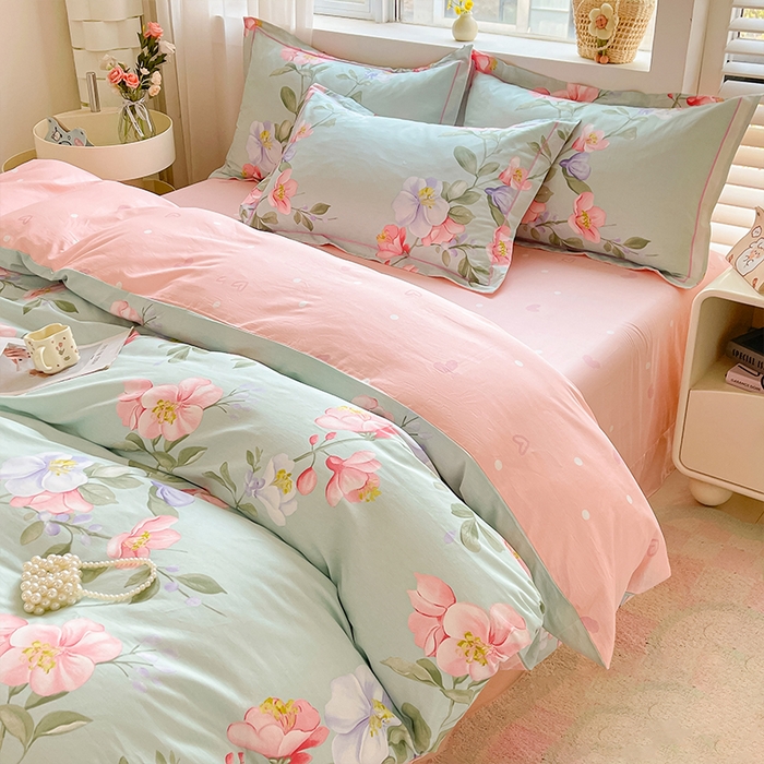 91家纺网 家纺一手货源 找家纺 帛美家纺 2026新款全棉纯棉印花四件套 云想花容