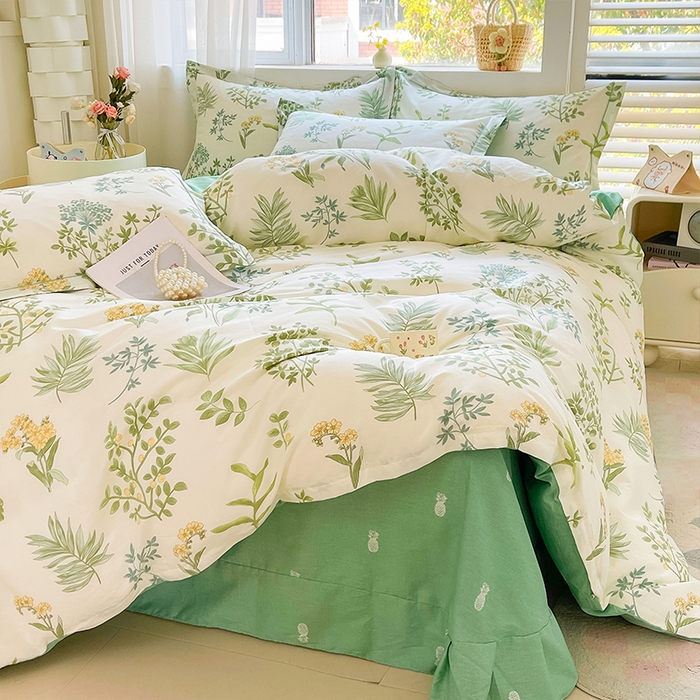 91家纺网 家纺一手货源 找家纺 帛美家纺 2026新款全棉纯棉印花四件套 恋薇时节