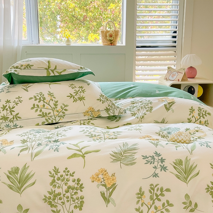 91家纺网 家纺一手货源 找家纺 帛美家纺 2026新款全棉纯棉印花四件套 恋薇时节