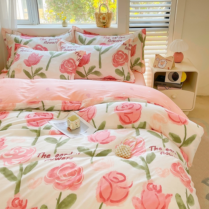 91家纺网 家纺一手货源 找家纺 帛美家纺 2026新款全棉纯棉印花四件套 香曼朵