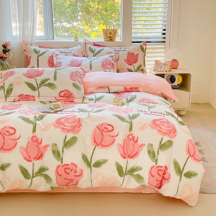 91家纺网 家纺一手货源 找家纺 帛美家纺 2026新款全棉纯棉印花四件套 香曼朵