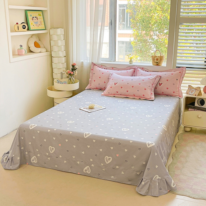 91家纺网 家纺一手货源 找家纺 帛美家纺 2026新款全棉纯棉印花四件套 心动