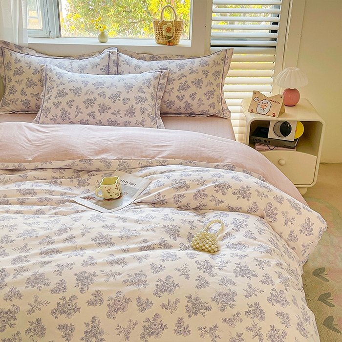 91家纺网 家纺一手货源 找家纺 帛美家纺 2026新款全棉纯棉印花四件套 枫桥夜泊