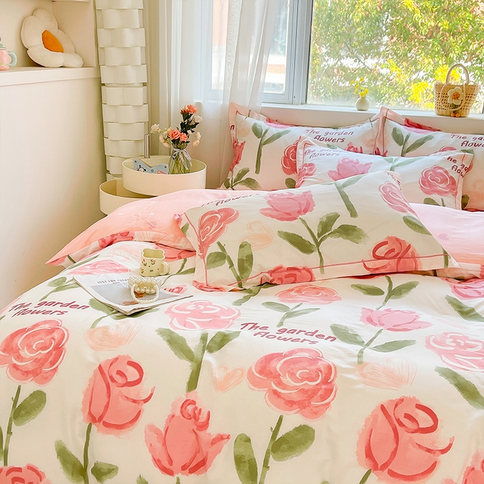 91家纺网 家纺一手货源 找家纺 帛美家纺 2026新款全棉纯棉印花四件套 香曼朵