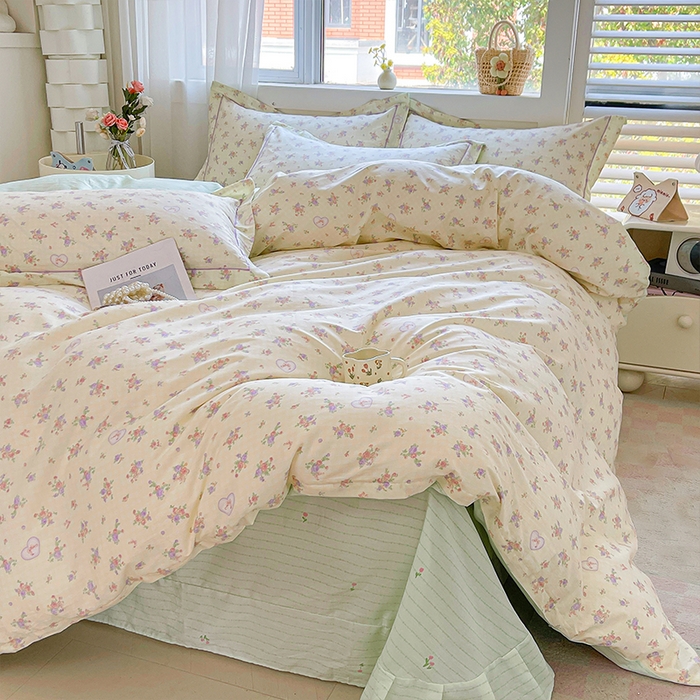 91家纺网 家纺一手货源 找家纺 帛美家纺 2026新款全棉纯棉印花四件套 凯蒂花园