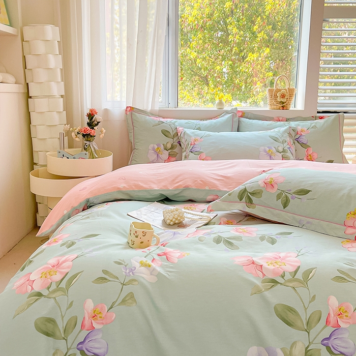 91家纺网 家纺一手货源 找家纺 帛美家纺 2026新款全棉纯棉印花四件套 云想花容