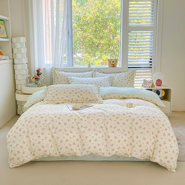 91家纺网 家纺一手货源 找家纺 帛美家纺 2026新款全棉纯棉印花四件套 凯蒂花园