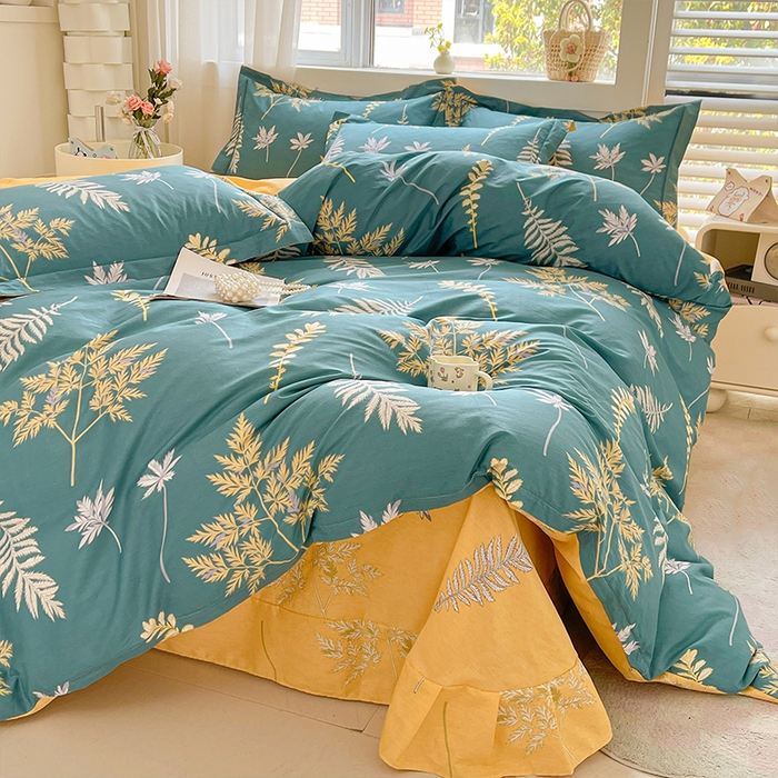 91家纺网 家纺一手货源 找家纺 帛美家纺 2026新款全棉纯棉印花四件套 窗前叶语