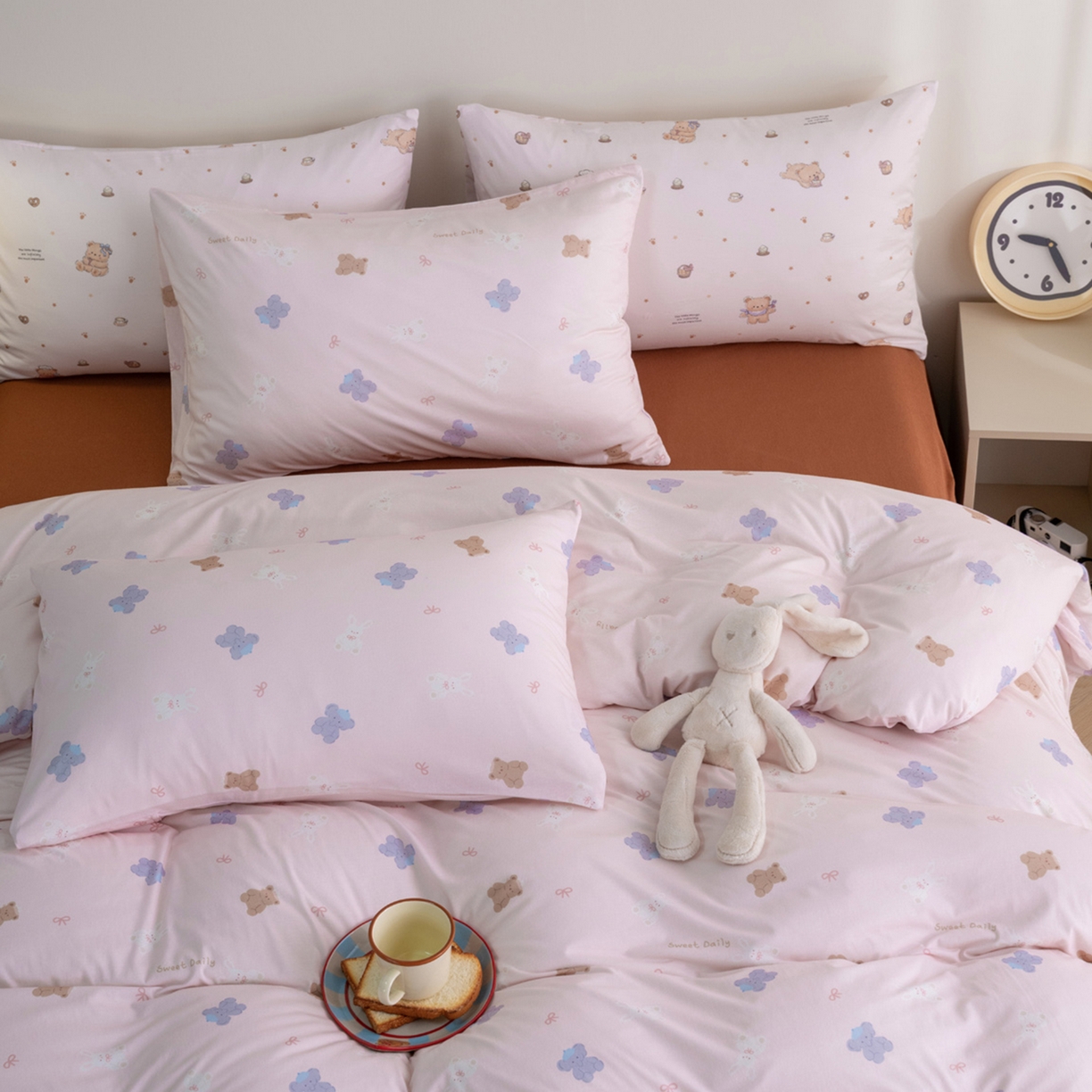 梦可莱家居 2026新款全棉纯棉针织棉印花可爱卡通系列四件套 动物乐园