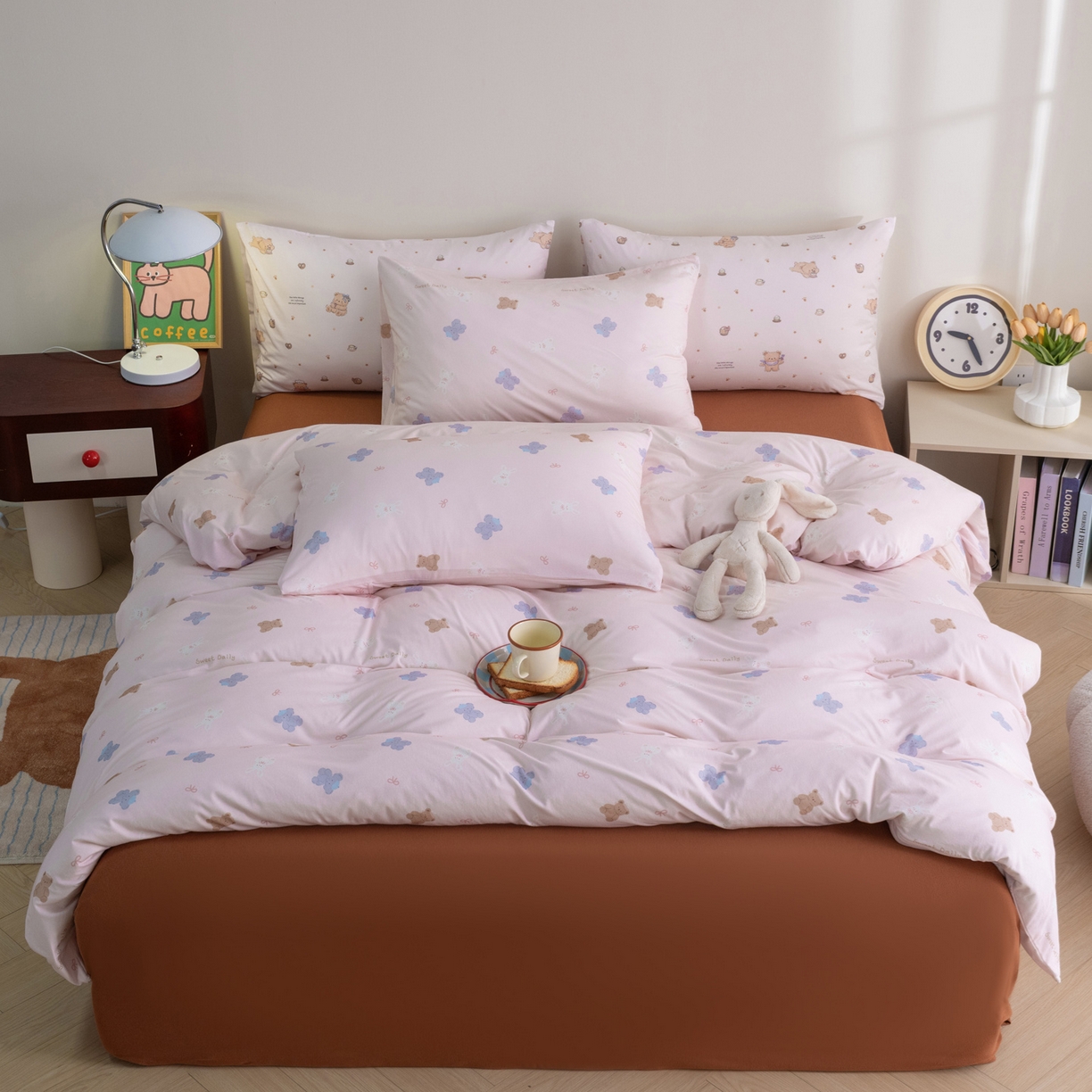 91家纺网 家纺一手货源 找家纺 梦可莱家居 2026新款全棉纯棉针织棉印花可爱卡通系列四件套 动物乐园